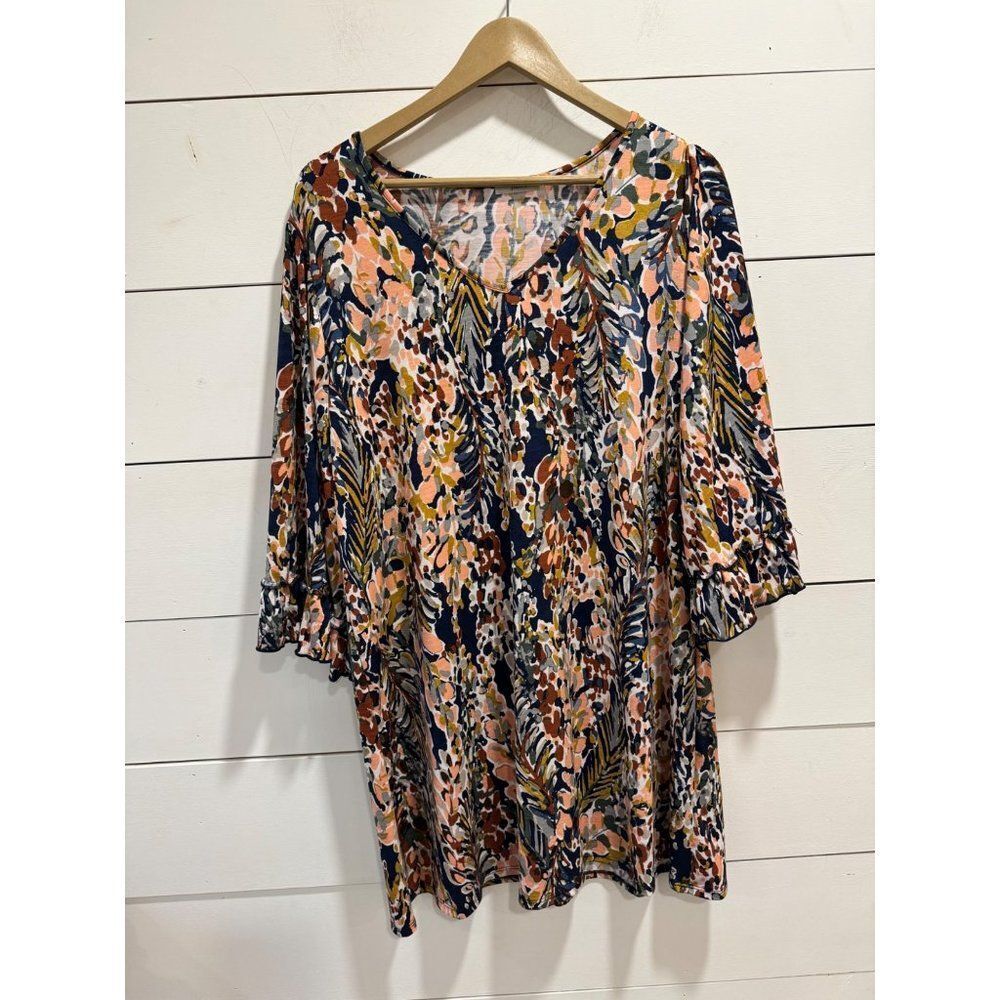 Jodifl 3/4 Flowy Sleeve Floral Print Mini Dress Sz Large